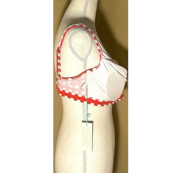 NEW Size 12 Sea Level Swim Le Damier Red Orange Gingham Underwire Swim Top - Picture 6 of 13